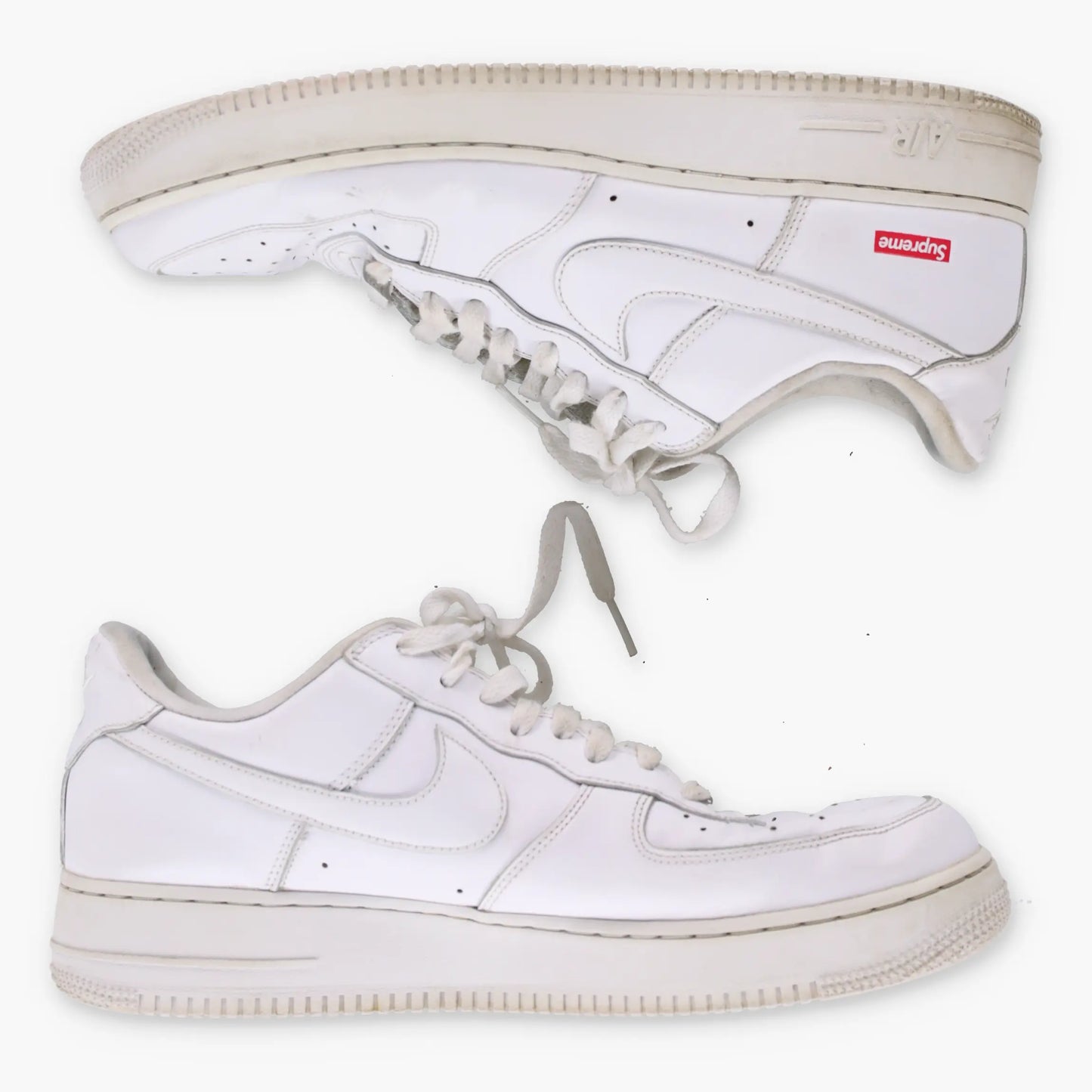 NIKE AIR FORCE 1 X SUPREME Red Logo Swoosh White Sneakers (11) - Vintage Sole Melbourne