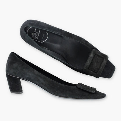 ROGER VIVIER Suede Geometric Italy Made Black Pump Heels (38.5) - Vintage Sole Melbourne