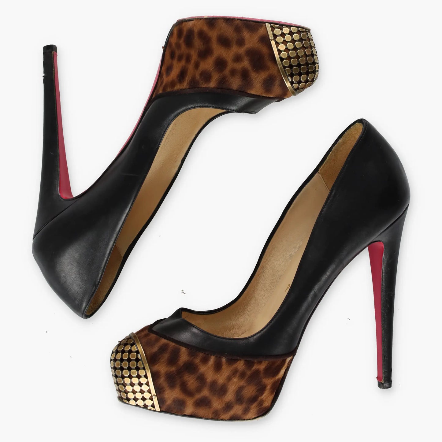 CHRISTIAN LOUBOUTIN 'Maggie' Pony Hair Steel Toe Platform Pump Heels (37.5) - Vintage Sole Melbourne