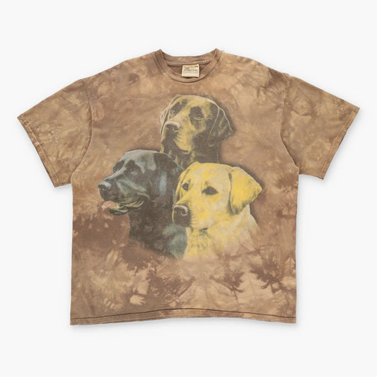 Vintage THE MOUNTAIN Labrador Retrievers Dog Brown Tie-Dye T-Shirt (XXL)