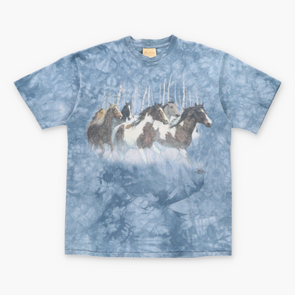 Vintage 1999 THE MOUNTAIN Winter Run Horses Tie-Dye T-Shirt (XL) Vintage Sole Melbourne