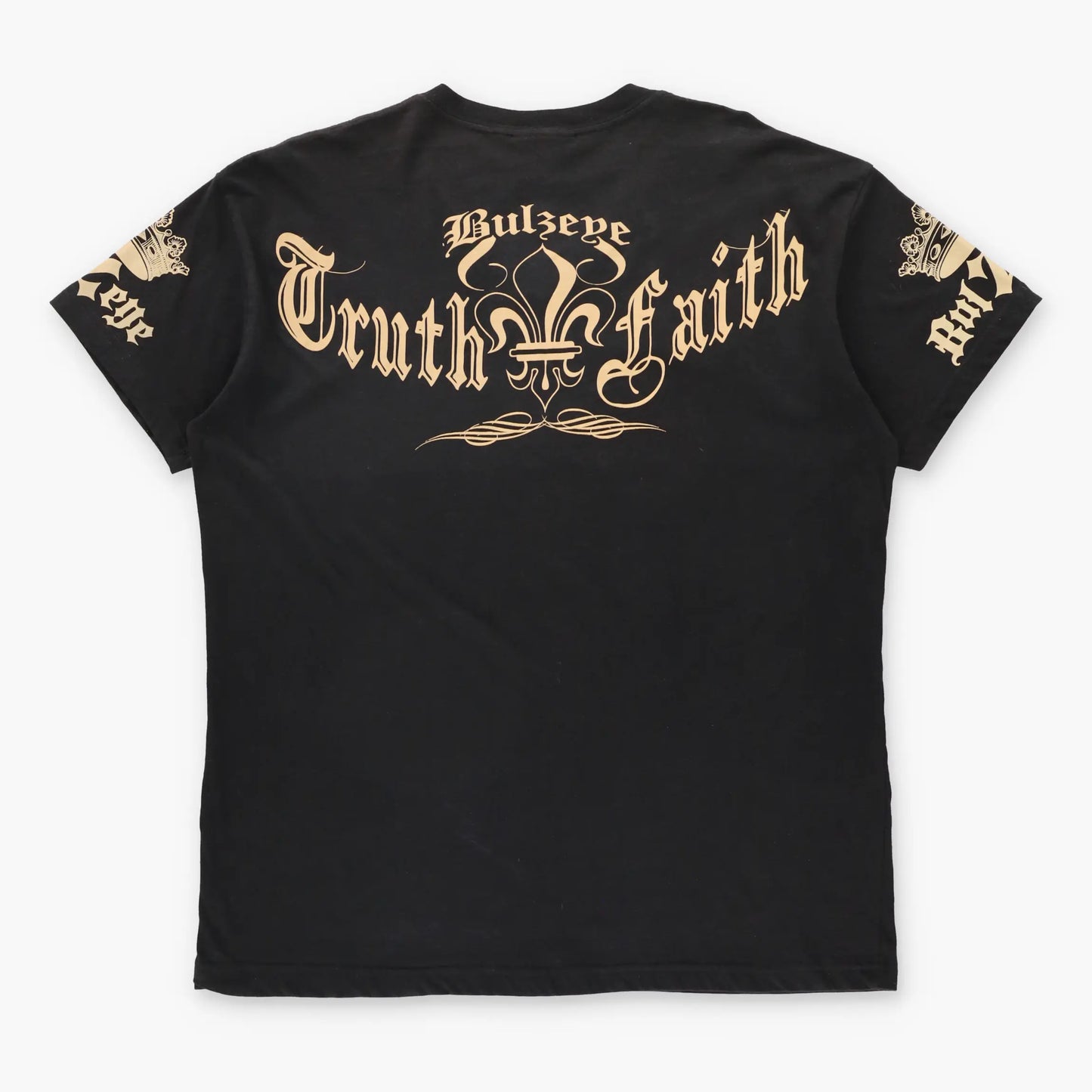 Rhinestone Eagle Y2K Style "Live Fast" BULLZEYE Black USA Made V-Neck Tee (L-XL)