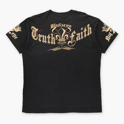 Rhinestone Eagle Y2K Style "Live Fast" BULLZEYE Black USA Made V-Neck Tee (L-XL)