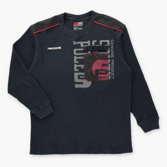 Vintage SOUTHPOLE Front Pocket Y2K Style Waffle Knit Long Sleeve Thermal Tee (M)