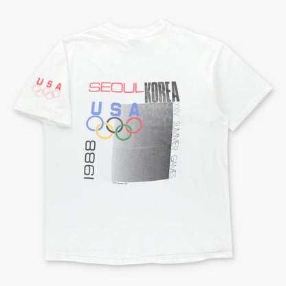 Vintage 1988 Team USA Seoul Olympic Summer Games White Single Stitch T-Shirt USA Made (L-XL)
