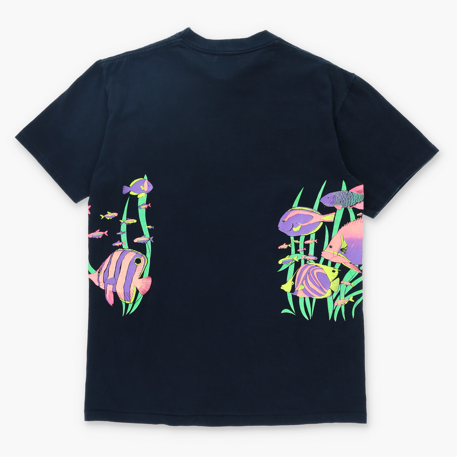 Neon Fish Puerto Rico 1990 All Over Print T-Shirt USA Made (L)