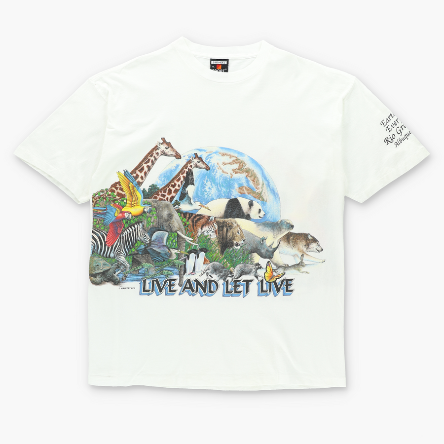 HABITAT 1992 "Live and Let Live" Safari Animals T-Shirt USA Made (L-XL)