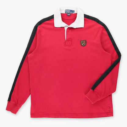 RALPH LAUREN POLO Shield Crest Logo Patch Red Rugby Jumper (L-XL) Vintage Sole Melbourne