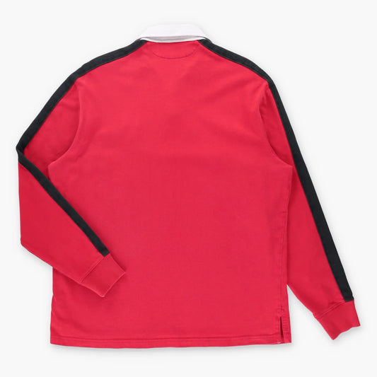 RALPH LAUREN POLO Shield Crest Logo Patch Red Rugby Jumper (L-XL)