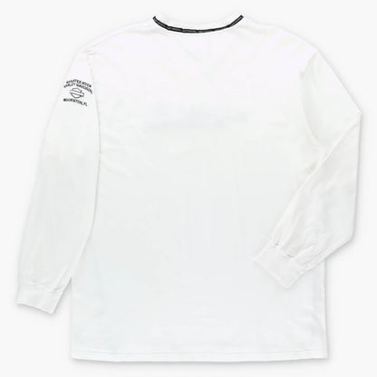 HARLEY DAVIDSON Embroidered Spell Out Logo White V-Neck Long Sleeve T-Shirt (XL TALL)