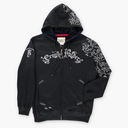 CROWN HOLDER Key Charm & Embellished Silver Embroidery Y2K Style Hoodie Sweatshirt (M) Vintage Sole Melbourne