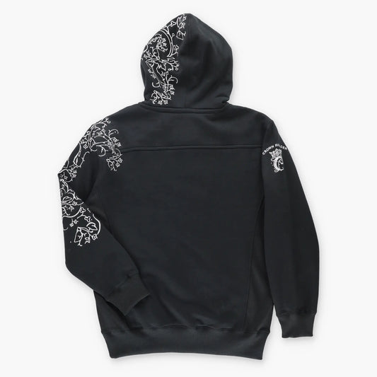 CROWN HOLDER Key Charm & Embellished Silver Embroidery Y2K Style Hoodie Sweatshirt (M)