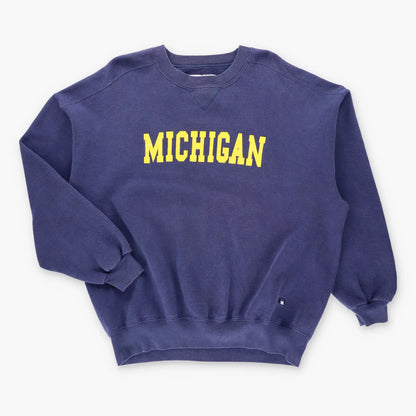 Vintage Michigan Wolverines College Football USA Made Navy Blue Sweatshirt (XXL)