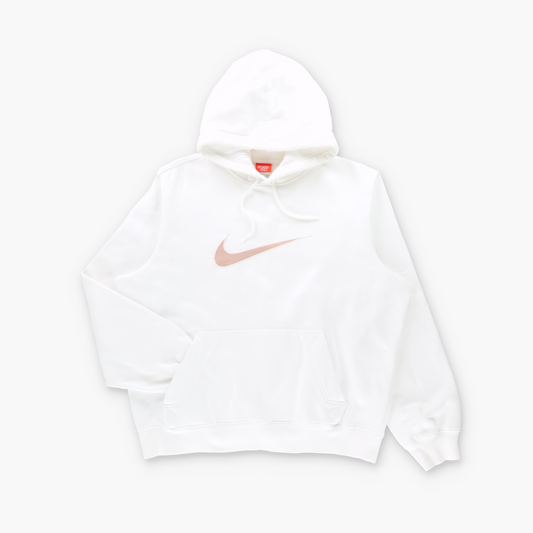 NIKE The Athletic Dept. Light Pink & White Embroidered Logo Hoodie Sweatshirt (Women's L)