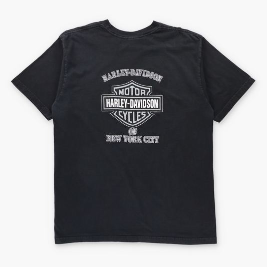 Vintage HARLEY DAVIDSON "Genuine Quality" New York City Y2K Black T-Shirt USA Made (XL TALL) ***COCO Vintage Sole Melbourne
