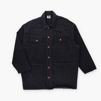 CROSS COLOURS USA Made Four Pocket Button Up Black Denim Jacket (XXL)