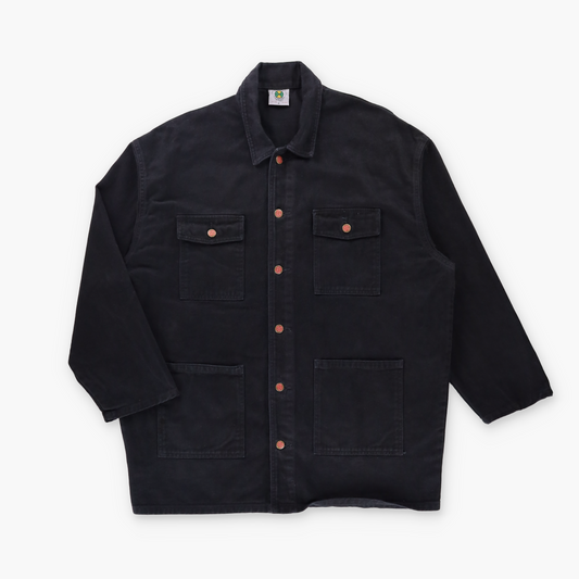 CROSS COLOURS USA Made Four Pocket Button Up Black Denim Jacket (XXL)