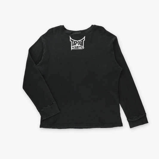 TAPOUT MPS Black "Strength & Honor" Waffle Knit Long Sleeve Wrestling Tee (XL-XXL)
