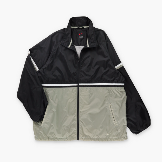 NIKE Sage Green & Black Embroidered Swoosh Logo Full Zip Windbreaker Jacket (XL-XXL)