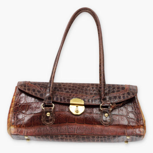 Vintage BRAHMIN Croc Tassel Brown Leather Bag *Aubs Vintage Sole Melbourne