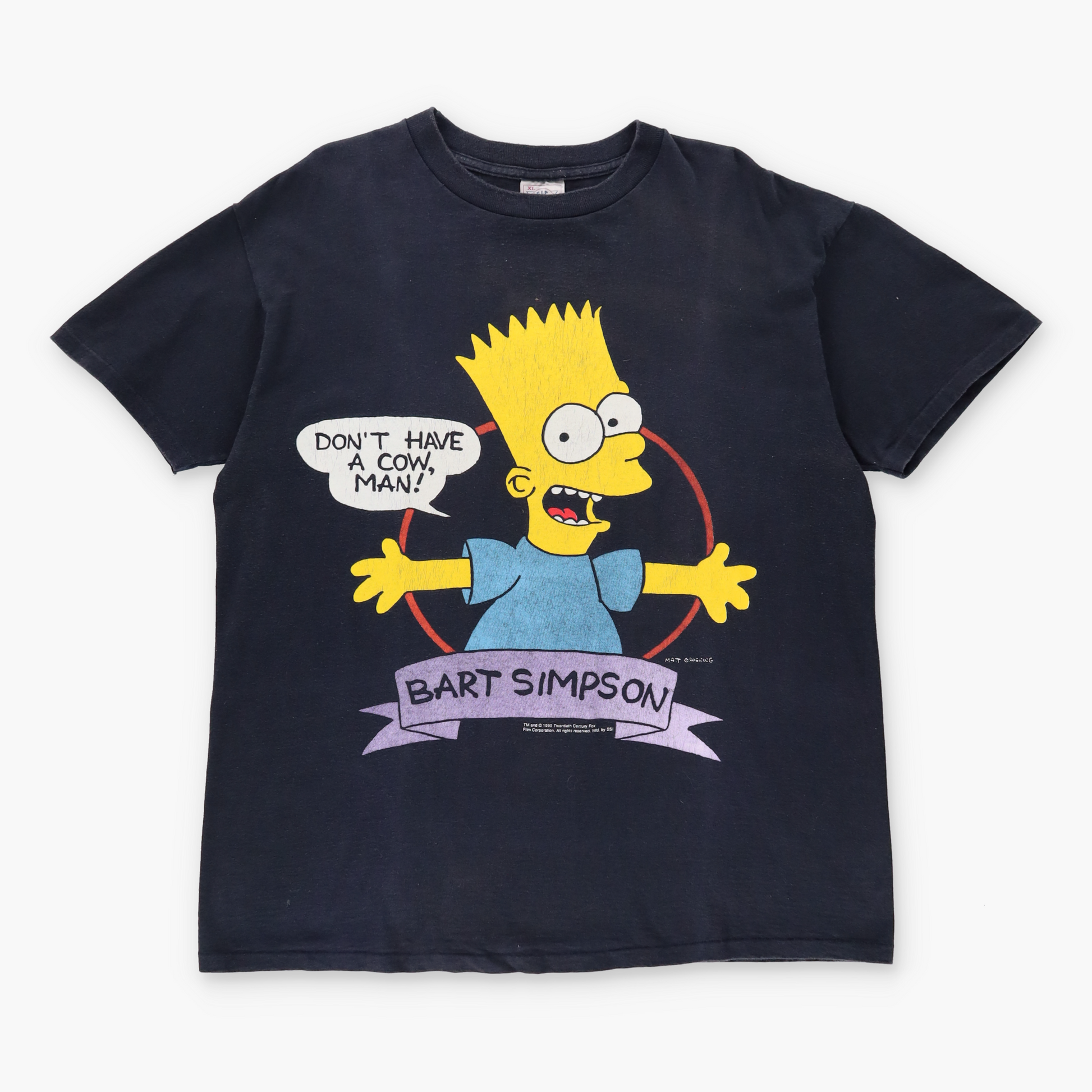 Vintage 1990 BART SIMPSON 'Don't Have A Cow, Man' Single Stitch Navy T-Shirt *Aubs Vintage Sole Melbourne