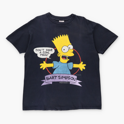 Vintage 1990 BART SIMPSON 'Don't Have A Cow, Man' Single Stitch Navy T-Shirt *Aubs Vintage Sole Melbourne