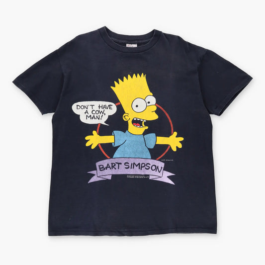 Vintage 1990 BART SIMPSON 'Don't Have A Cow, Man' Single Stitch Navy T-Shirt *Aubs Vintage Sole Melbourne