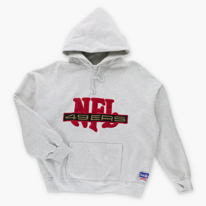Vintage 49ERS Embroidered Grey Hooded USA Made Sweatshirt (M-L) *Aubs Vintage Sole Melbourne