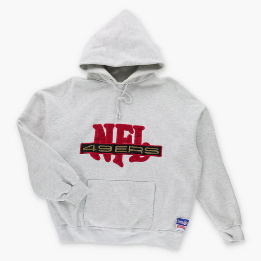 Vintage 49ERS Embroidered Grey Hooded USA Made Sweatshirt (M-L) *Aubs Vintage Sole Melbourne