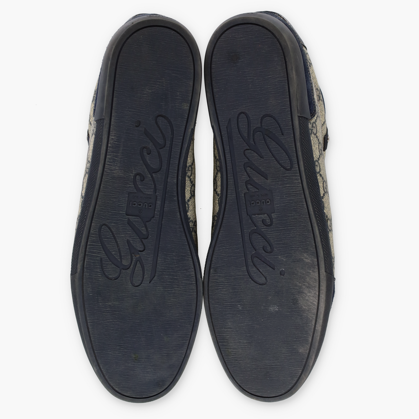 GUCCI Navy Suede & Beige GG Monogram Italian Made Sneakers (16)