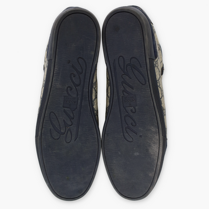 GUCCI Navy Suede & Beige GG Monogram Italian Made Sneakers (16)