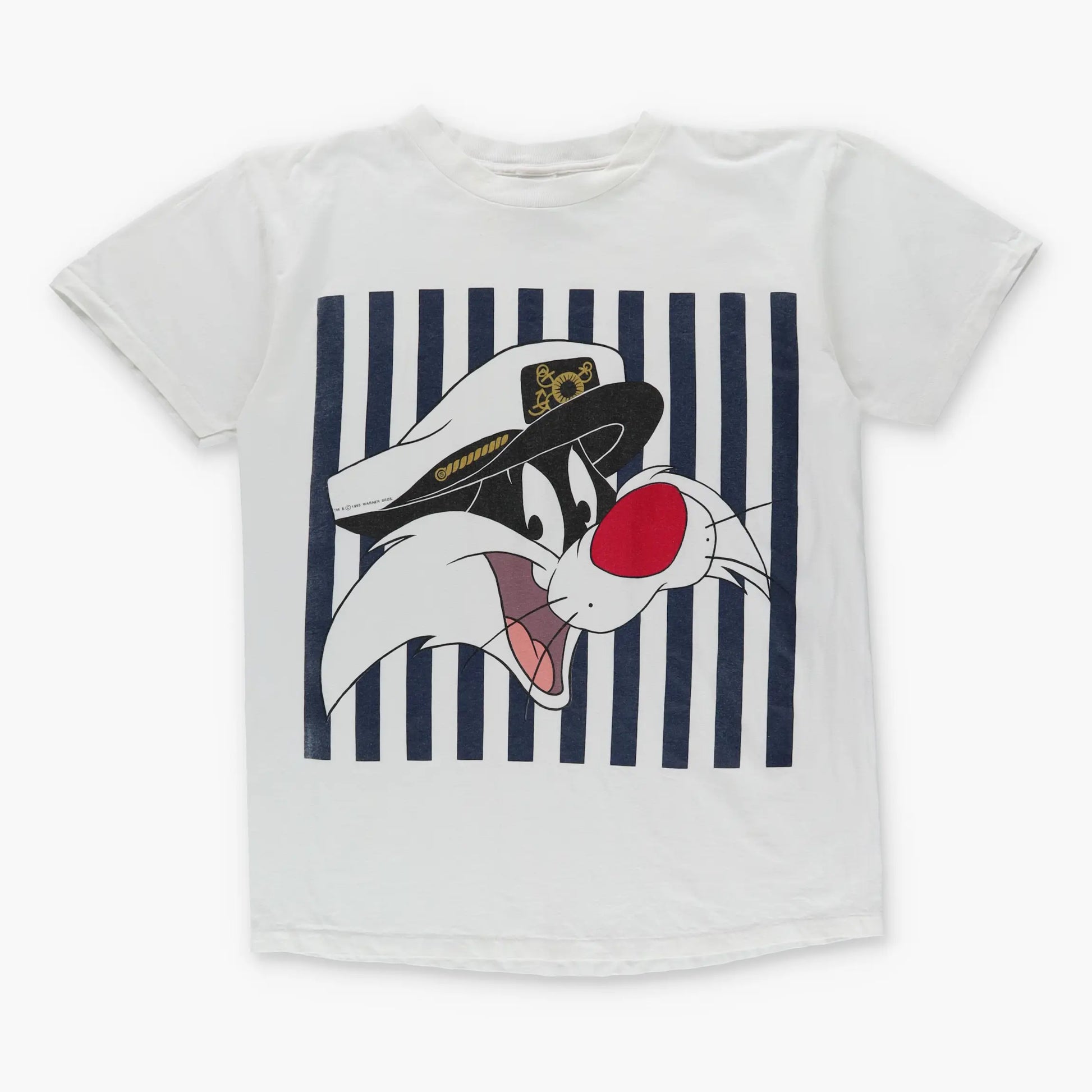 1995 SYLVESTER Sailor Looney Tunes Cartoon Single Stitch USA Made White Tee (XL) - Vintage Sole Melbourne