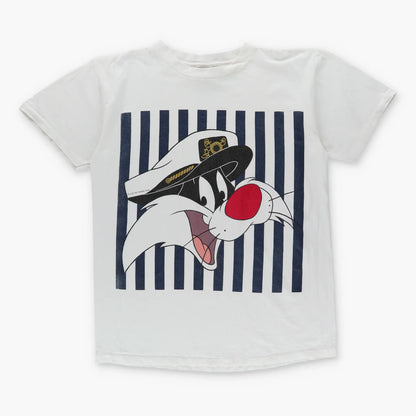 1995 SYLVESTER Sailor Looney Tunes Cartoon Single Stitch USA Made White Tee (XL) - Vintage Sole Melbourne