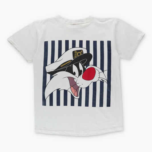 1995 SYLVESTER Sailor Looney Tunes Cartoon Single Stitch USA Made White Tee (XL) - Vintage Sole Melbourne