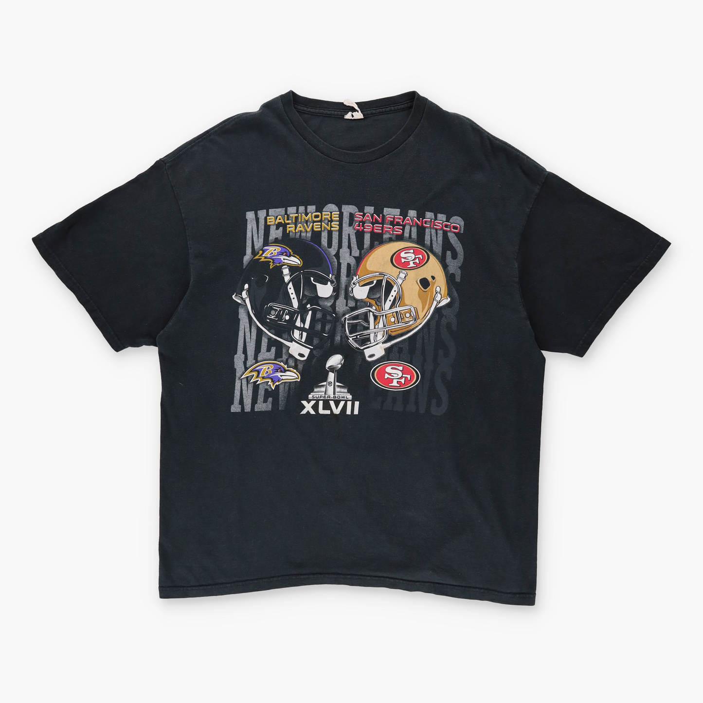 SUPERBOWL XLVII Ravens vs 49ERS NFL Black Football Tee (XL)