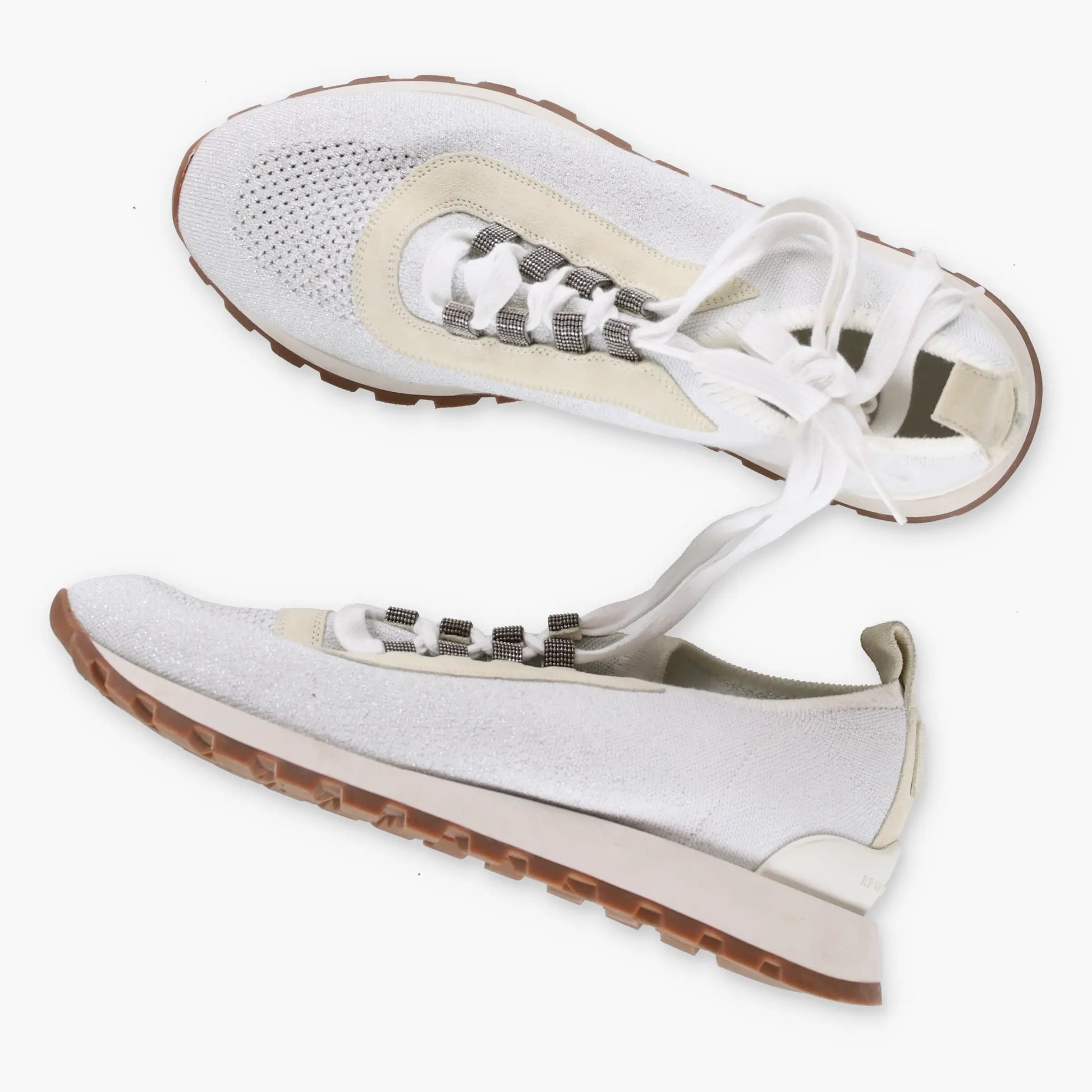 BRUNELLO CUCINELLI Sparkly Knit Sock-Style Sneakers (40) *Aubany Vintage Sole Melbourne