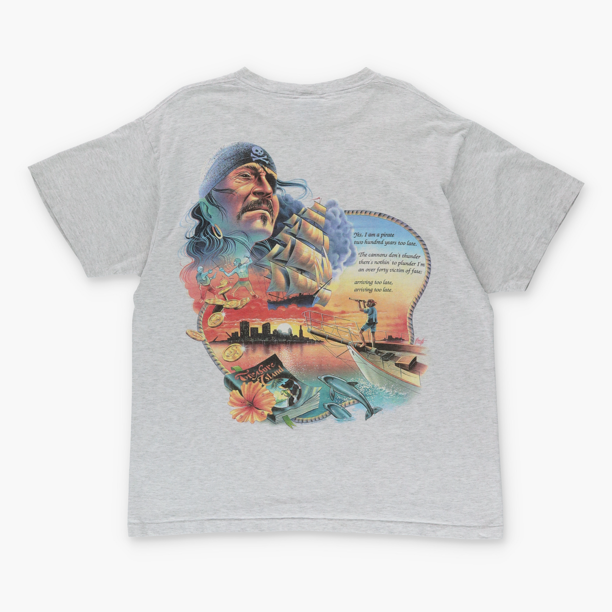 1993 Vintage 'Mother Ocean' Mermaid Pirate Single Stitch Grey T-Shirt (XL) Vintage Sole Melbourne
