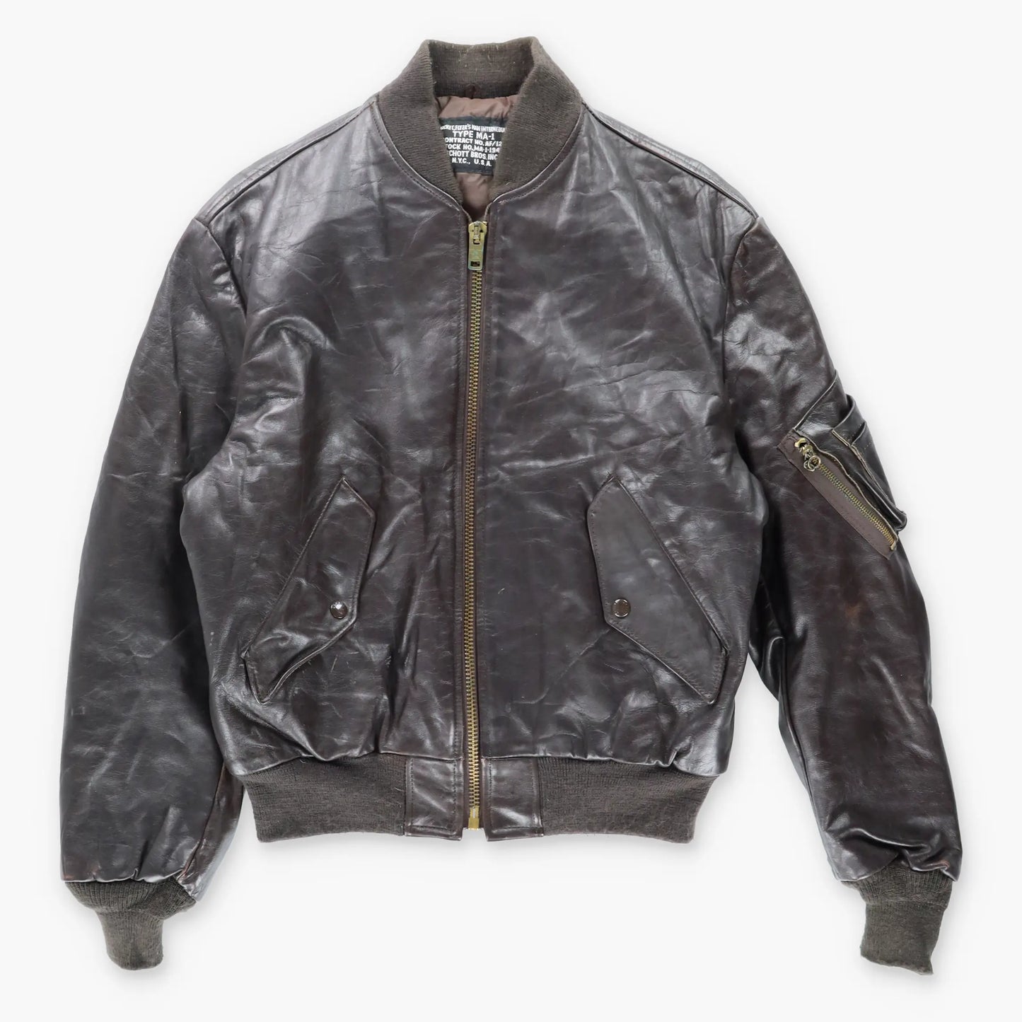 Vintage Schott MA-1 Military USA Made Leather Bomber Jacket (L)