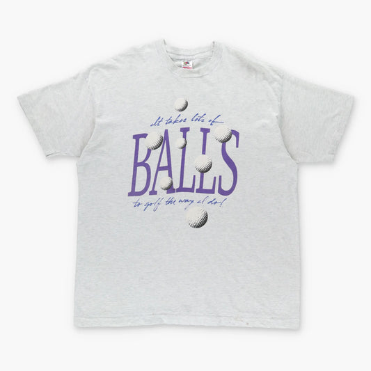 Vintage Golf 'It Takes A Lot Of Balls' Single Stitch Grey Comedy T-Shirt (L-XXL)
