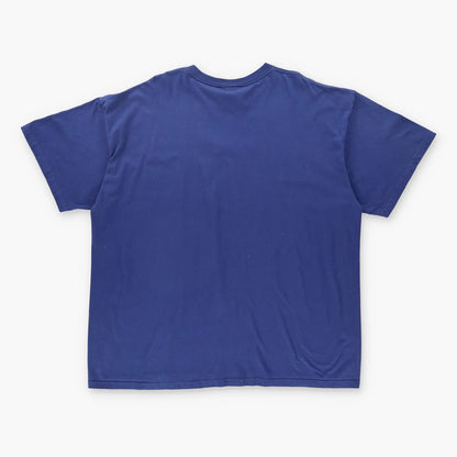 Vintage NIKE Embroidered Rectangular Centre Swoosh Logo Navy USA Made T-Shirt (XXL)