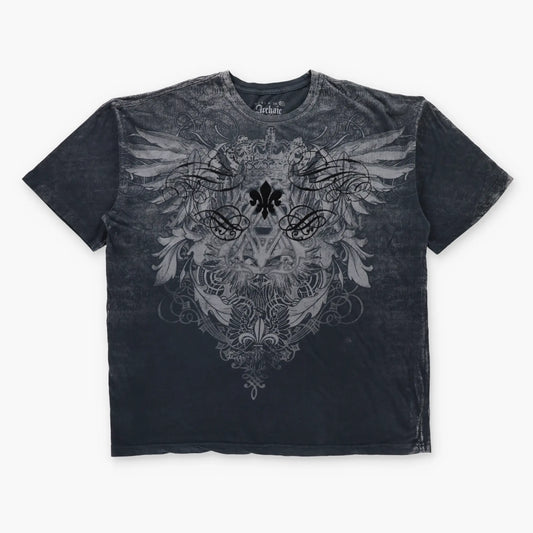 Vintage ARCHAIC AFFLICTION Velour Graphic Y2K Style USA Made T-Shirt (XXL-XXXL)