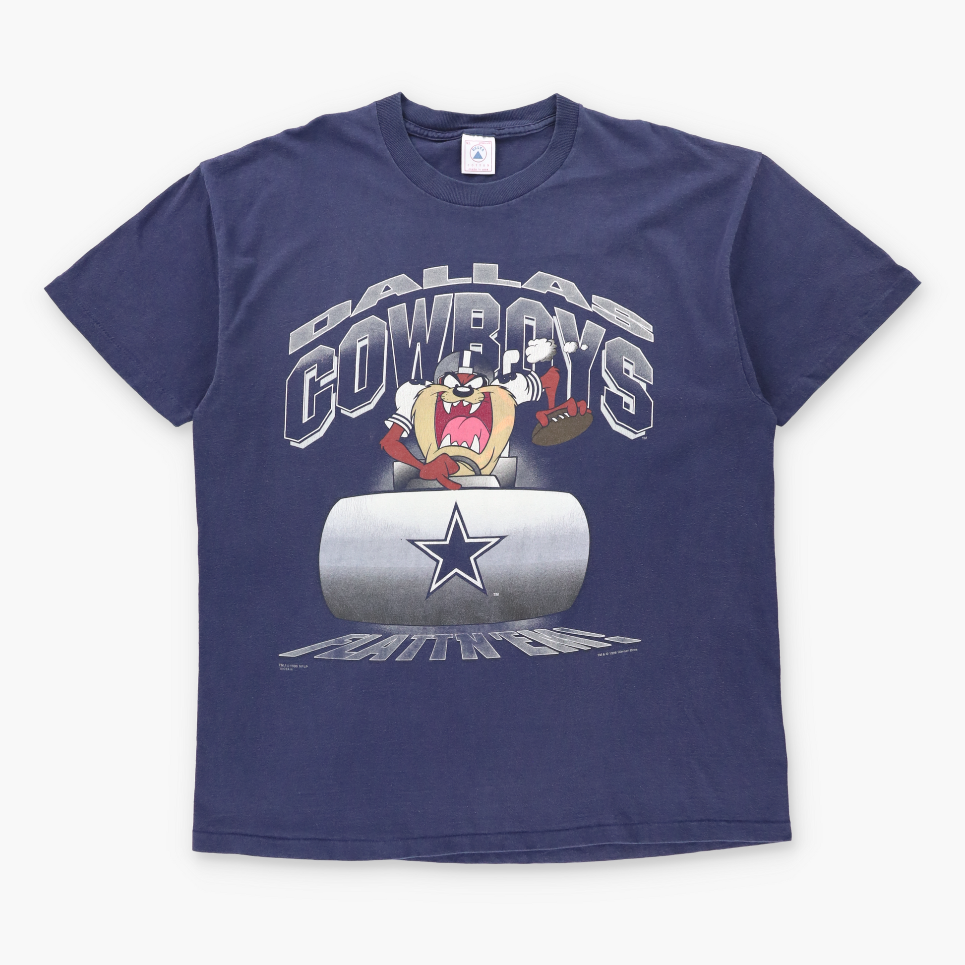 Vintage 1996 LOONEY TUNES Taz & Dallas Cowboys Single Stitch Glitter Graphic Tee USA Made (XL) Vintage Sole Melbourne