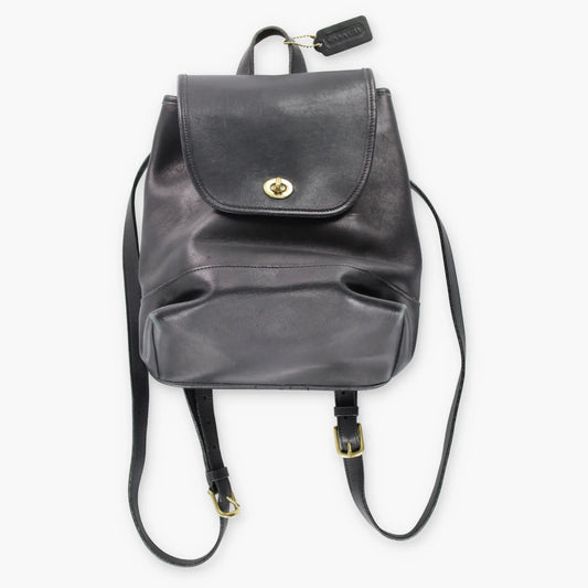 COACH 9791 Black Leather Turnlock Clasp Backpack USA Made