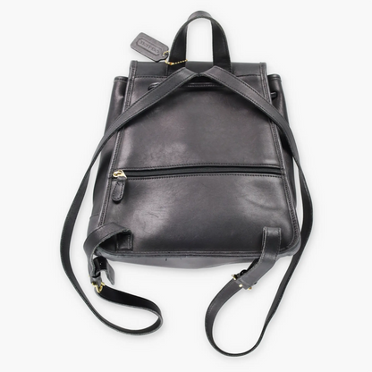 COACH 9791 Black Leather Turnlock Clasp Backpack USA Made