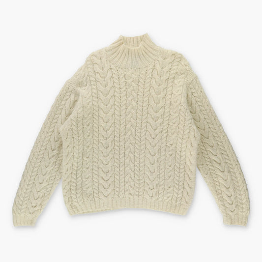 POLO RALPH LAUREN Wool Cable Knit Turtle Neck Knitwear Beige Sweater (XL)