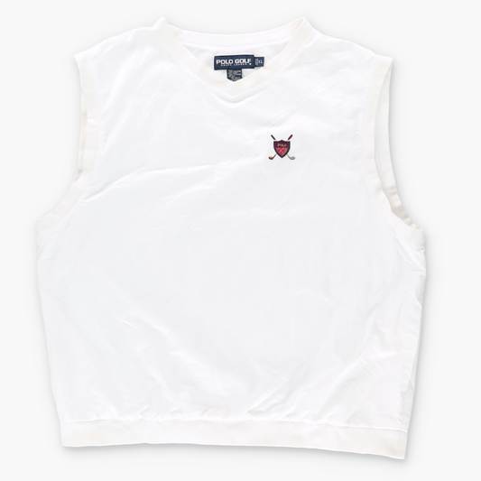 RALPH LAUREN POLO Embroidered Logo White Golf Windbreaker Vest (XL)