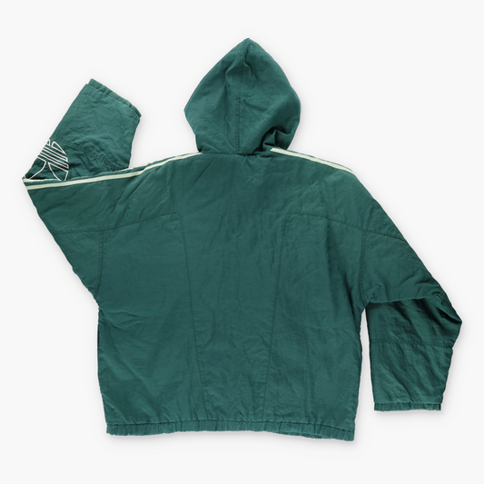 ADIDAS Embroidered Spell Out Logo Green Windbreaker Jacket (L)