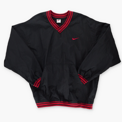 NIKE Embroidered Swoosh Red & Black Windbreaker Sweatshirt (XXL)