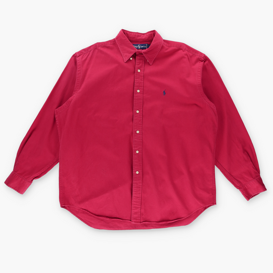 RALPH LAUREN Embroidered Logo Red & Navy Button Up Shirt (XL-XXL)