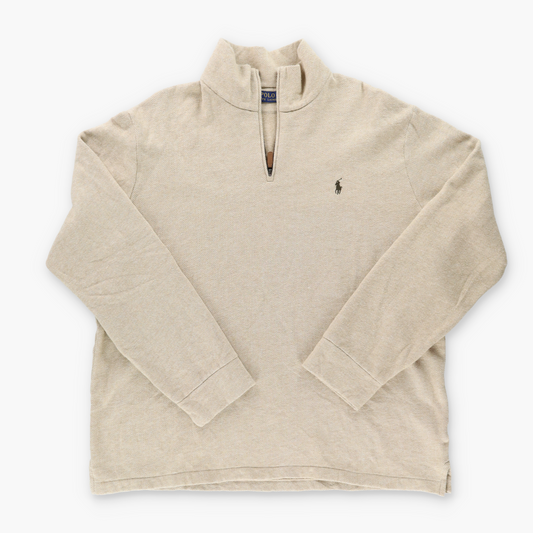 RALPH LAUREN POLO Beige Quarter Zip Pull Over Sweatshirt (XXL)